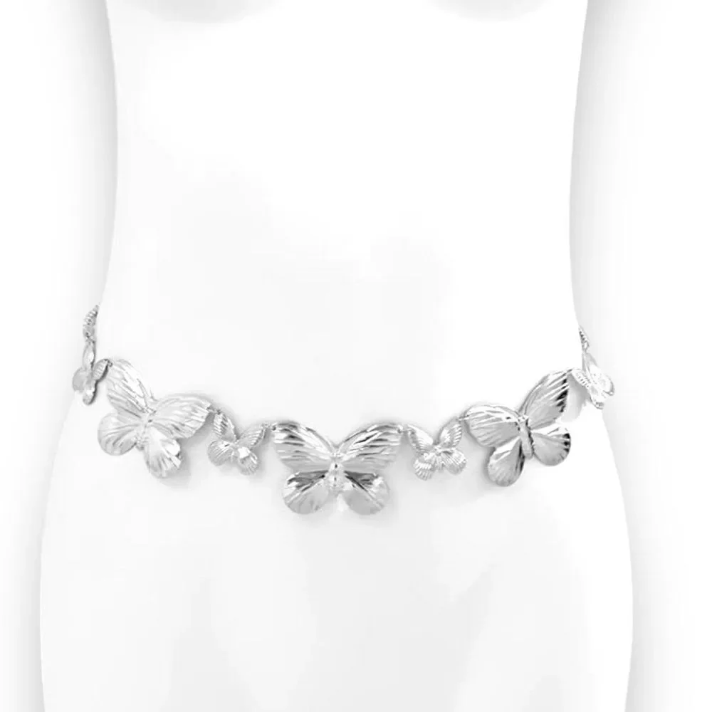 Silver Butterfly Waist Chain Belt | Y2K Whimsigoth Fairycore Belly Chain NWT